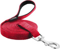 Long Line Dog Training Leash with Padded Handle, 20 ft, Red | Durable nylon webbing with reinforced stitching and 360° swivel clip for recall and obedience by Loutep
