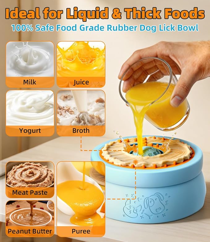 Dog Licking Bowl with Rolling Ball, 2- in-1 Slow Feeder Bowl | For Yogurt, Wet Food & Liquid Treats, Spill Resistant, Anti-Slip, Easy Clean for Dogs & Cats - Image 5