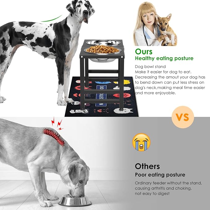 Metal Elevated Dog Bowls for Large Extral Large Breed Raised Dog Bowl Stand with Sprill Proof Mat and 3000ML Pet Bowls, 17" Tall Food & Water Feeder for Extra Large Breed - Image 2