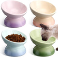 Hushee 4 Pcs Ceramic Raised Cat Food Bowls Elevated Tilted Dish Anti Vomiting Food or Water Bowls Pet Supplies by Hushee