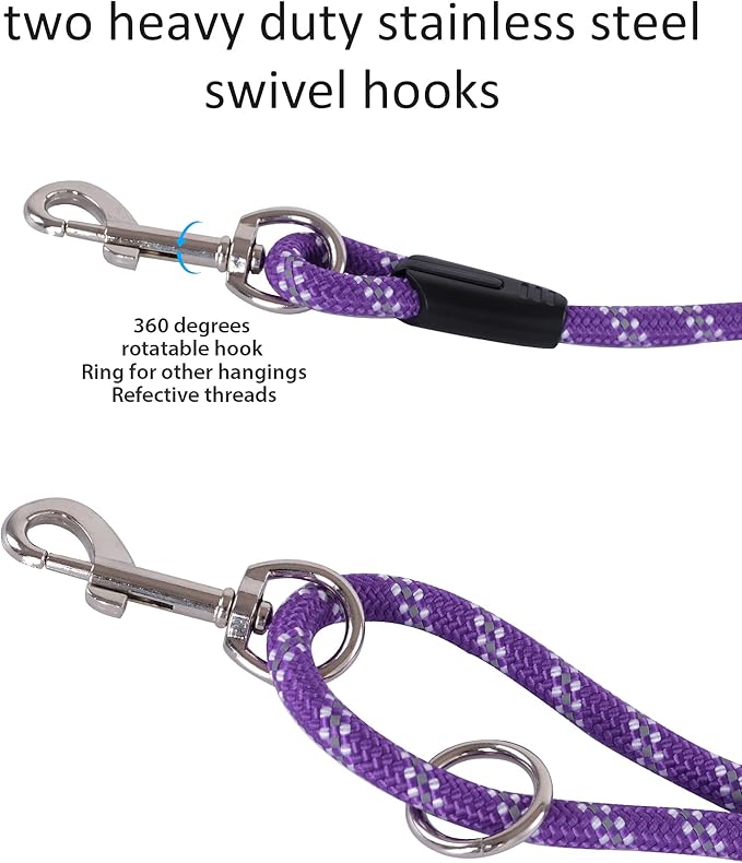 Long Rope Leash for Dog Training 16FT 30FT 50FT 100FT, Reflective Threads Check Cord Recall Training Agility Dog Lead for Large Medium Small Dogs, Dog Tie-out cable for Playing, Camping, or Backyard - Image 4