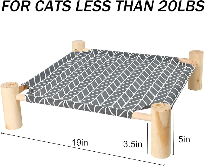 Patas Lague Cat Hammock Bed Small Eleveted Dog Bed 19x19 in Arrow | Brethable Wooden Pet Bed, Cooling Rabbit Cot, Outdoor Cat Furniture For Summer - Image 4