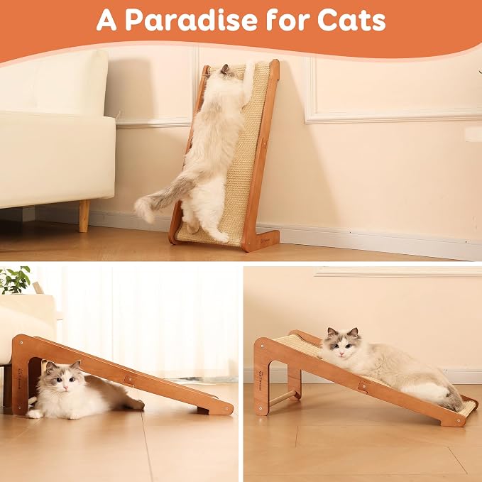 Sisal Cat Scratcher for Indoor Cats, Beechwood Base, Natural Sisal Woven Scratch Pad, Durable Scratching Post, Furniture Protector (L2) - Image 5