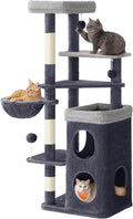 Feandrea Cat Tree Indoor, 60" Multiple-Level Plush Cat Tower, Dark Gray | 2 Caves, 3 Steps, 3 Scratching Posts, 3 Ball Toys, Cat Condo House for Large Adult Cats, UPCT007G02 by FeandreabySONGMICSHOME
