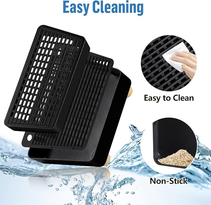 Extra Large 2 Steps Cat Litter Box Step Ramp, Cat Litter Catcher Mat with Wooden Feet, Filter Function, Cat's Pedal Stool for Self-Cleaning Litter, Suitable Kitten & Elderly Cats (Black) - Image 5