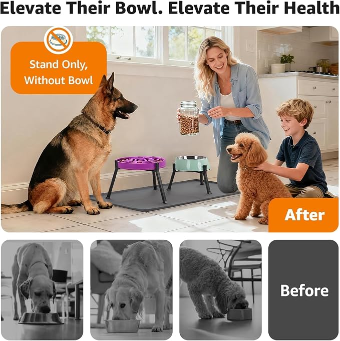 LOOBANI Elevated Dog Bowl Stand Adjustable 8.2"-11" Width for Large Seniors | for Senior & Arthritic Dogs, Reduces Neck Strain, Non-Slip Rubber Feet, Rust-Proof Stand, Easy Clean - Image 3