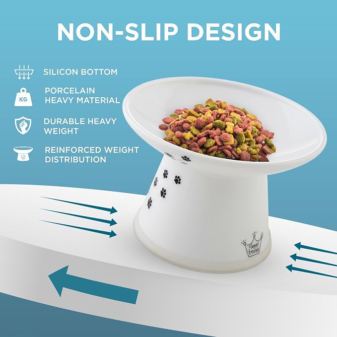 Necoichi Ceramic Extra-Wide Elevated Cat Food Bowl (Cat, Extra Wide) - Image 7