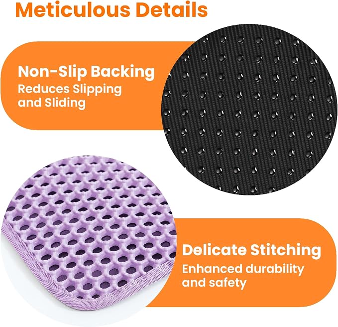 Cat Litter Mat, Double Layer Honeycomb Litter Box Mat | 24x18”, Efficient Litter Trapping, Easy to Clean, Waterproof, Non-Slip, Soft on Paws, Scratch Resistant, Purple, Large - Image 8