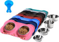 Hubulk Pet Dog Bowls 2 Stainless Steel Dog Bowl with No Spill Non-Skid Silicone Mat + Pet Food Scoop Water and Food Feeder Bowls for Feeding Small Medium Large Dogs Cats Puppies (S, Pink) by Hubulk