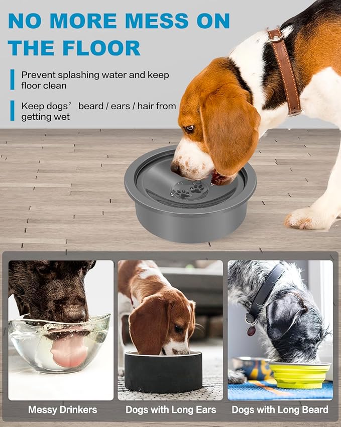 No Spill Dog Water Bowl, Slow Drinking Non Spilling Water Dish, Fits into Elevated Pet Feeder, 30oz Messy Drip Proof Slobber Stopper Water Dispenser for Dogs - Image 3