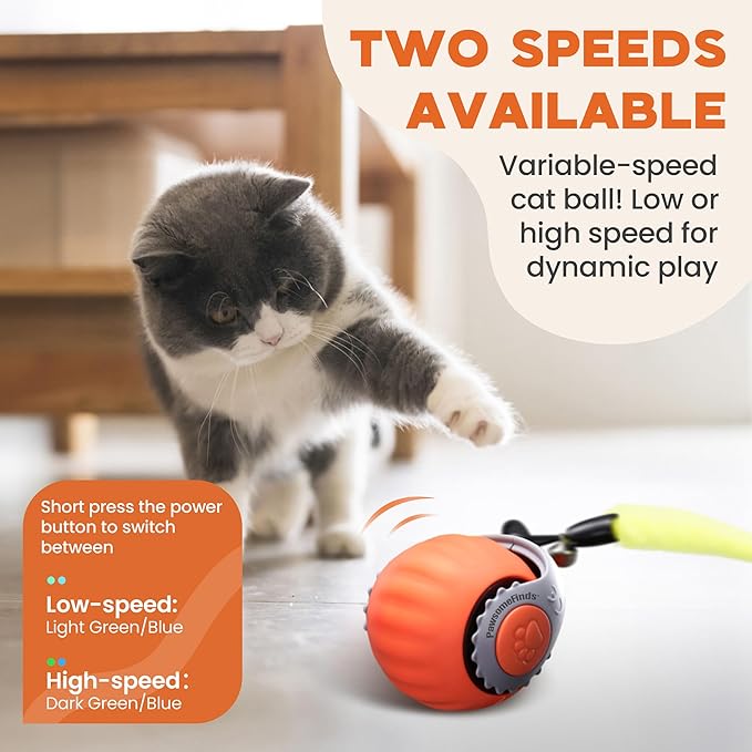 Interactive Cat Toy for Indoor Cats, Two Speed Smart Automatic Cat Toy Moving Ball with Tail, Rechargeable Motion Activated Cat Toys for Bored Indoor Adult Cats (Adapter Not Included) - Image 3