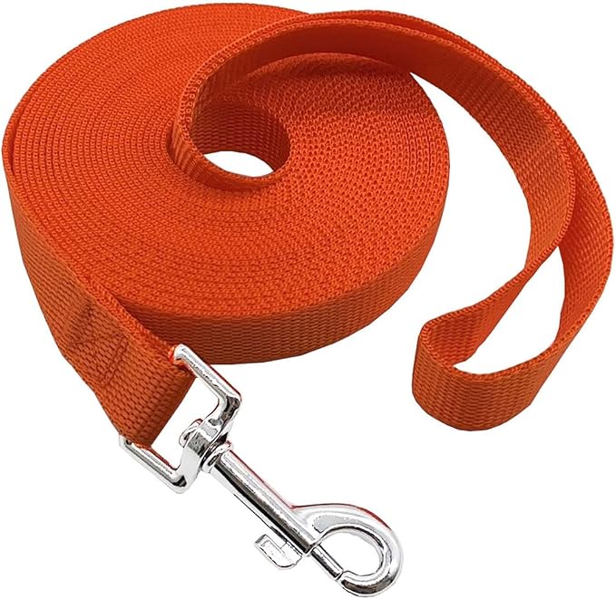 Nylon Training Dog Leash for Small Medium Large Dogs, 15ft 20ft 30ft 50ft Long Leash Dog/Puppy Lead for Obedience Recall Training, Camping (20ft, Orange) by MANDAO