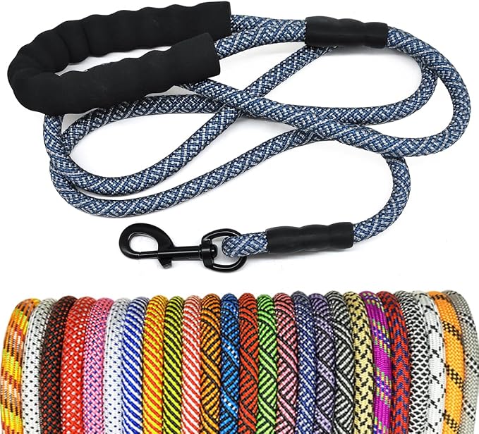 MayPaw 10ft Rope Dog Leash for Large Medium Dogs Soft Handle Dog Lead | 1/2-In Thick Lead, Soft Padded Handle Strong Nylon Pet Leash, 15+ Colors (1/2" * 10', Navy) by MayPaw