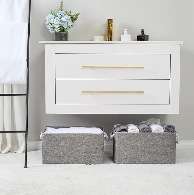 TheWarmHome Large Storage Bins Basket, 2 Pack Grey Fabric Storage Cubes for Changing Table Nursery Livingroom Kidsroom Playroom Toy, Collapsible Storage Baskets for organizing Shelves Closet - Image 5