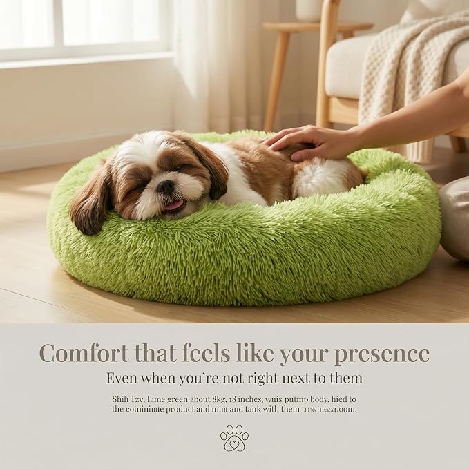 nononfish Calming Donut Dog Bed for Small Dogs,Soft Plush Pet Bed | Soft calming donut bed with plush comfort and raised edge support for small dogs. - Image 2