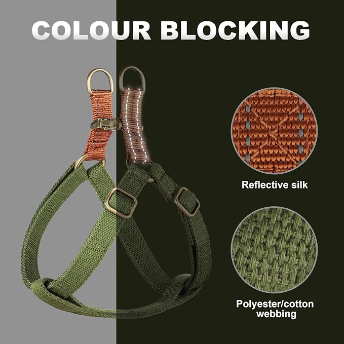 Step in Dog Harnes for Medium Dogs, Green, M, Chest 19-28" | Freedom Nylon Dog Halter Vests with Metal Buckles, Easy On and Off, Adjustable Straps, Escape-Proof, Easy Walking Training - Image 3