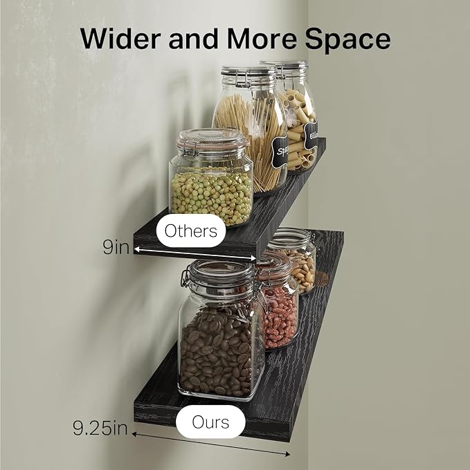 BAYKA Black Floating Shelves 35.4in, Set of 3, Wall Mounted for Wall Decor | Easy Install, 30lbs Max Load, Hidden Bracket, Shelving for Bathroom Bedroom Kitchen Display Storage, Multi-Wall Compatible - Image 6