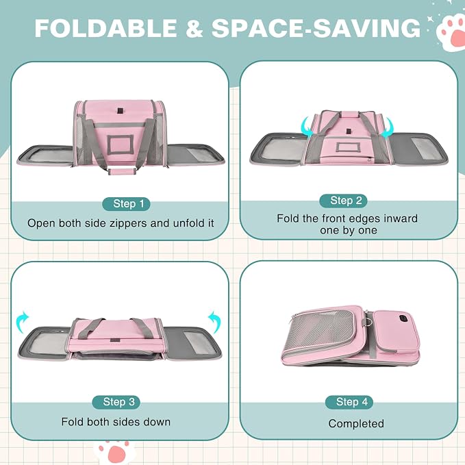 Cat Carrier Airline Approved Privacy Portable Top Load Pet Travel Bag | Soft Sided Pet Carriers for Small Cats Dogs Puppy up to 16 Lbs,Collapsible,Zipper Lock,Luggage Sleeve,2 Storage,Washable - Image 9