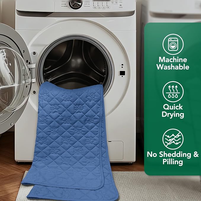 PAWFINITY Waterproof Couch Covers for Dogs, Pet Blanket for Sofa Washable | Paw Print Quilted, Hair Resistant, Anti Cat Scratch, Washable Furniture Protector for 3 Seat Sofa and Bed, 30x90 Inch, Blue - Image 8