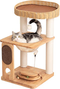 Cat Tree Tower, Freestanding, Stylish, Cushioned Bed, Large Base, for Multiple Cats, Compact, Winter and Summer Use, Summer Mat Included, for Large Cats (81cm Brown) by LULUCATcattree