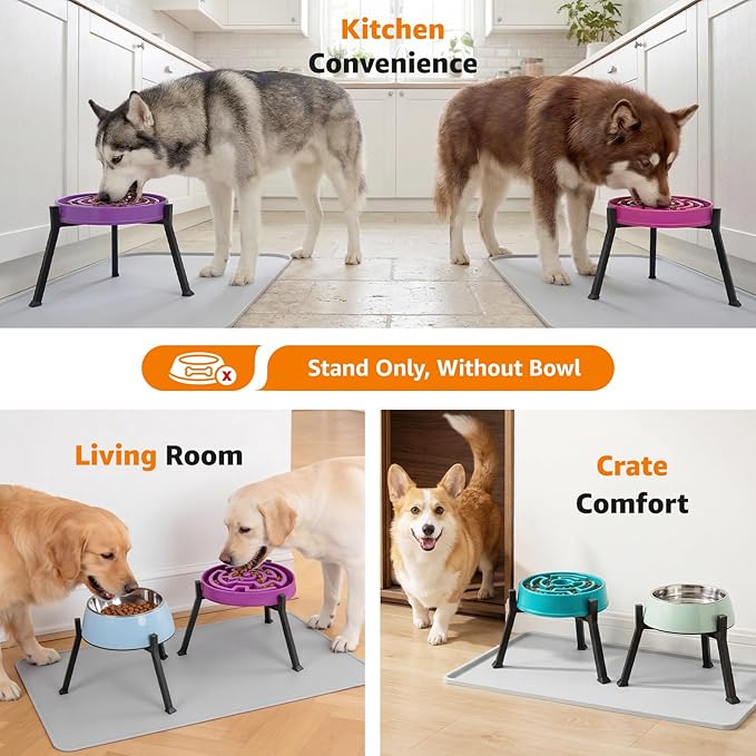 LOOBANI Raised Dog Bowl Stand Adjustable 5.9"-8.7" Width for Seniors 2 Pack | Reduces Neck Strain, Non-Slip Rubber Feet, Rust-Proof Stand, Easy Clean, for Senior & Arthritic Dogs - Image 6