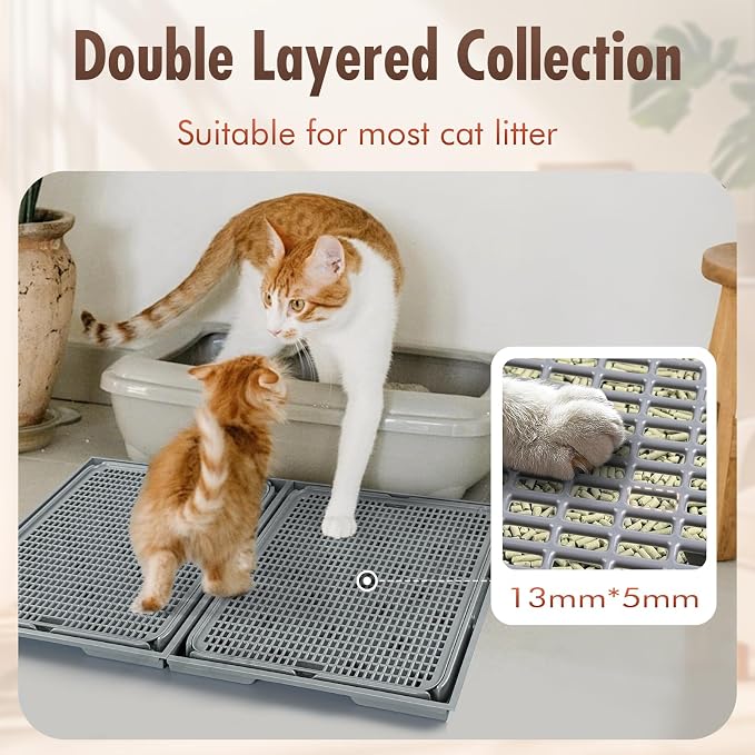 2Pack Cat Litter Box Step, Litter Catcher, Expandable Interlock Litter Mat, Washable Easy Clean, Waterproof & Urine Proof, Dark Grey - Image 6