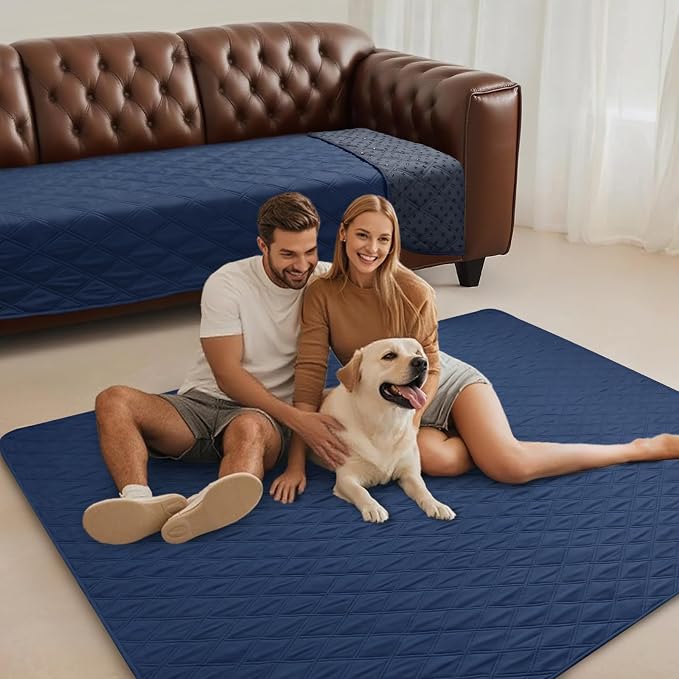 Luciphia Waterproof Couch Cover for Dogs, Non-Slip Pet Sofa Protector | Non-slip waterproof couch cover scratch-resistant machine washable protects sofa bed from spills fur, Navy Blue, 30" x 70" - Image 8