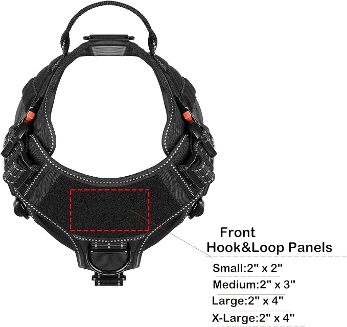 ICEFANG Tactical Dog Harness,for X-Large Dogs,Reflective No Pull Dog Vest | with Control Handle, Adjustable,Front Hook,2 Leash Clips,No Choke,Soft Padded,MOLLE Panel,Black,X-Large - Image 5