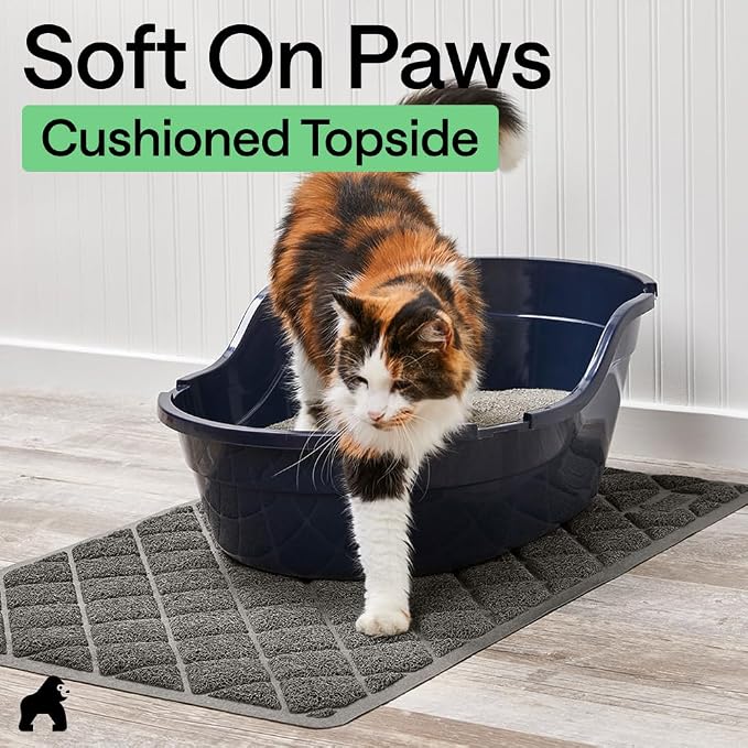 GORILLA GRIP Cat Litter Box Mat, Cushioned Coil Mesh Litter Trapping Mats, Scatter Control Supplies for Less Mess, Phthalate Free, Ultra Deep Catch Grooves, Rinse or Vacuum to Clean, 30x20 Dark Gray - Image 8