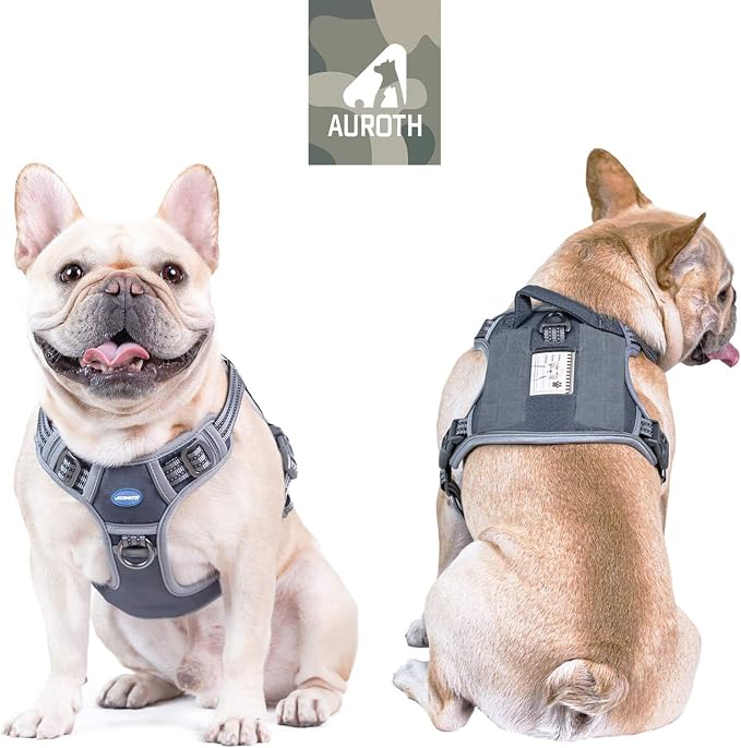 Auroth Tactical Dog Harness for Small Medium Dogs No Pull Adjustable Pet Harness Reflective K9 Working Training Easy Control Pet Vest Military Service Dog Harnesses Grey S | No Choke, Heavy Duty, Reflective, Military K9, Adjustable, Handle, Easy Contro... - Image 2