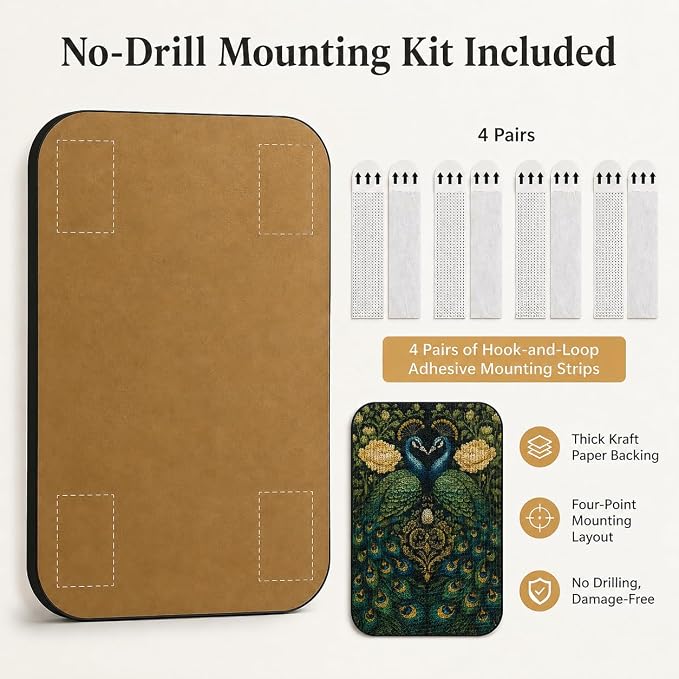 Cat Wall Scratcher, Art Cat Scratching Board for Indoor Cats | Wall Mounted Cat Scratch Pad, Water-Based Ink, Hook&Loop Strips, Floor or Wall Use, 16.7x11x1 Inch, Peacock 1 - Image 4