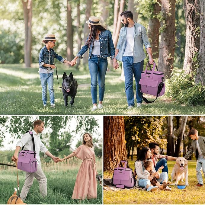 Modoker Weekend Dog Travel Bag Set with 2 Food Bags, 2 Bowls and Mat,Pink | Dog Travel Accessories Organizer for Camping and Road Trips with Roomy Storage, Multiple Pockets and Water-Resistant Oxford - Image 6