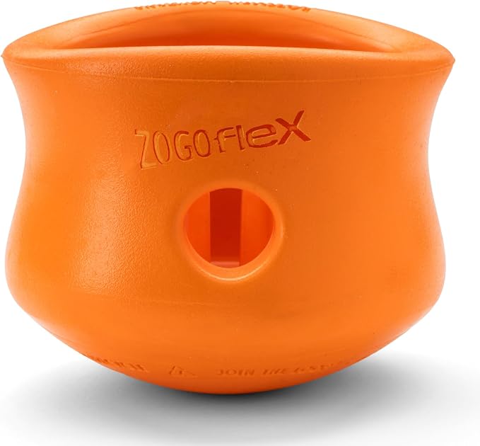 WEST PAW Zogoflex Toppl Interactive Treat Dispensing Puzzle Dog Toy for Mental Stimulation & Enrichment-Holds Kibble & Treats-Lickable, Freezable & Dishwasher Safe-Made in USA-XL-Tangerine by WestPaw