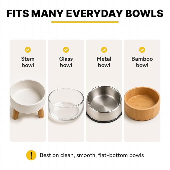 Slow Feeder Insert for Cat and Dog Bowls, Medium 4.8 Inch, Yellow | Soft Silicone with 19 Suction Cups, Removable for Easy Cleaning and Best on Smooth, Flat-Bottom Surfaces - Image 5