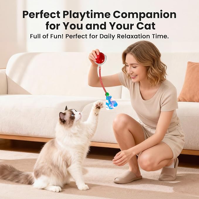 Rocfish Durable Interactive Cat Toys for Indoor Cats (red, 03) | Smart Automatic Cat Chase Ball Toy, Upgraded Speedy Tail Kitten Toy for Bored Indoor Adult Pets - Image 8