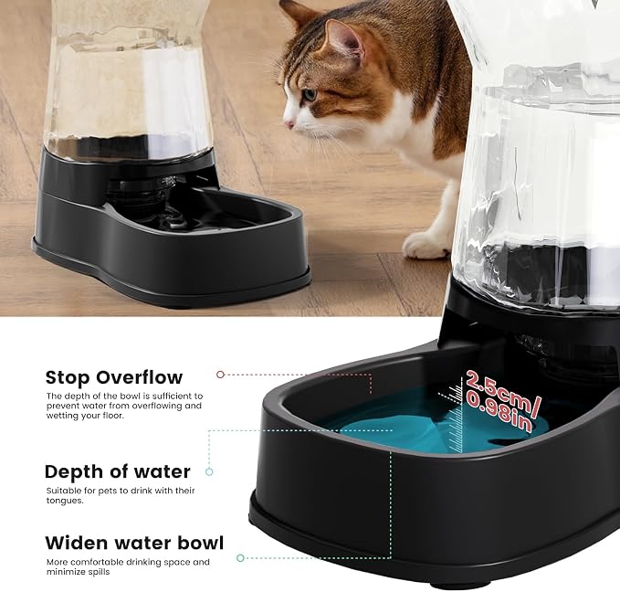 Gardner Pet Automatic Gravity Water Dispenser for Dogs, 1.0Gallon 100% BPA-Free Dog Water Bowl Dispenser, Pet Water Fountain Dispenser with Sponge Filter for Small&Medium Dogs, Cats, Puppies(Black) - Image 4