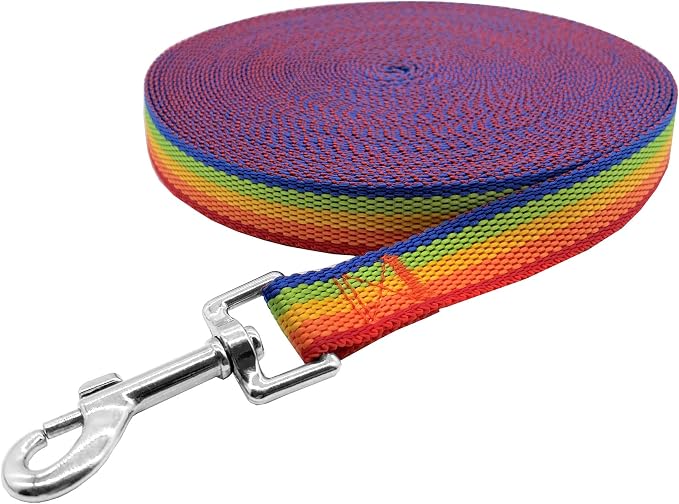 Nylon Training Dog Leash for Small Medium Large Dogs, 15ft 20ft 30ft 50ft Long Leash Dog/Puppy Lead for Obedience Recall Training, Camping (30ft, Rainbow) - Image 3