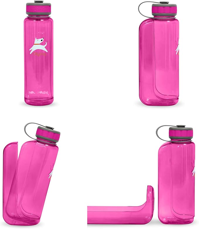 OllyDog OllyBottle Tritan Water Bottle with Detachable Dog Bowl | BPA Free Leakproof | 34oz | Share Water with Your Dog | Hiking Travel Camping (1L, Hot Pink) - Image 6