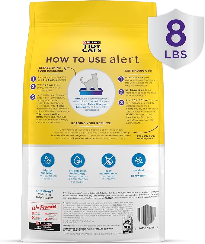 Purina Tidy Cats Tidy Care Alert Cat Health Monitoring Non Clumping Cat Litter with Silica Crystals - 8 Pound (Pack of 2) - Image 6