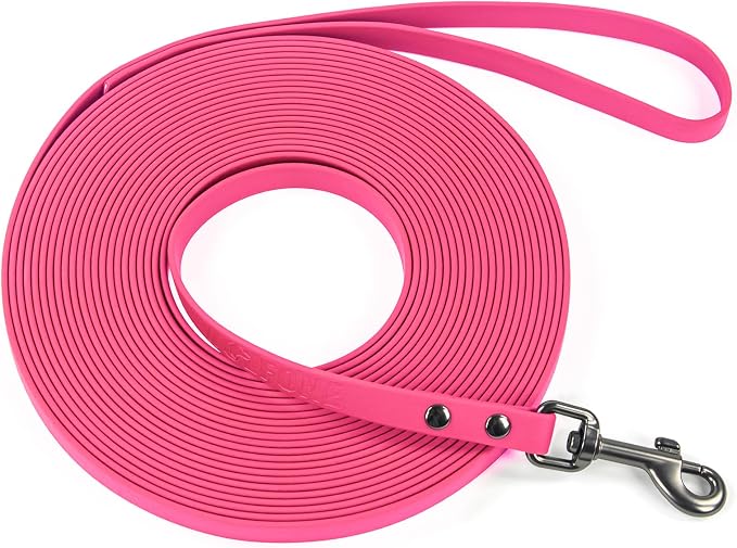 Wolfone Waterproof Dog Leash 50FT Long Line Recall Training Lead | 50FT Dog Leash Durable PVC coated long line with easy clean surface strong nylon core for recall training and outdoor use by Wolfonepetsupplies