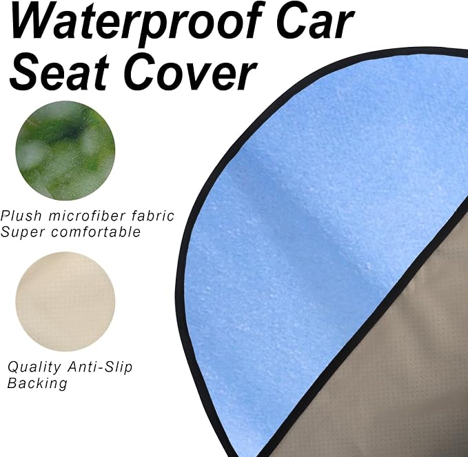Car Seat Cover Protector Front Seats,for Gym Workout,Running,Swimming,Beach and Hiking,Waterproof Sweat Towel Bucket Seat Covers for Cars SUV Trucks (Dog Print, 2Pcs) - Image 5
