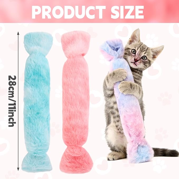 Cat Kicker Toy 3Pcs, Candy Shape Catnip Toys for Cats | Catnip Toys with Crinkle Paper. Indoor Kitten Toy Kicker Pillows. - Image 2