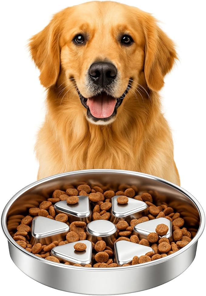 Kactoily 304 Stainless Steel Slow Feeder Dog Bowls, 2.5 Cups Capacity | Non-Slip Metal Dog Slow Feeder Bowl, Raised Design for Slow Eating & Digestive Health - Perfect for Medium Large Dogs by kactoily