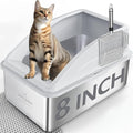 AIPERRO Stainless Steel Litter Box | XXL Deepened 8" Design Metal Cat Box | High Sided with Lid for Big Cats | Anti-Urine Leakage | Non-Stick Bottom & Easy to Clean | Includes Litter Mat & Metal Scoop by AIPERRO