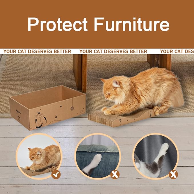 Cat Scratcher Cardboard Scratch Pad for Indoor Cats and Kitty 5pcs | Corrugated Cat Scratching Board Bed Large 17*10in Reversible Durable with Box and Catnip - Image 2
