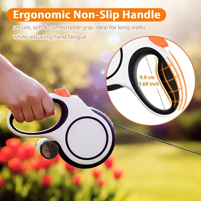 26FT Retractable Dog Leash for Medium & Large Dogs Up to 115 lbs, Heavy Duty Anti-Tangle Tape Leash with Quick Brake Lock, Comfortable Non-Slip Handle for Walking, Running & Training - Image 6