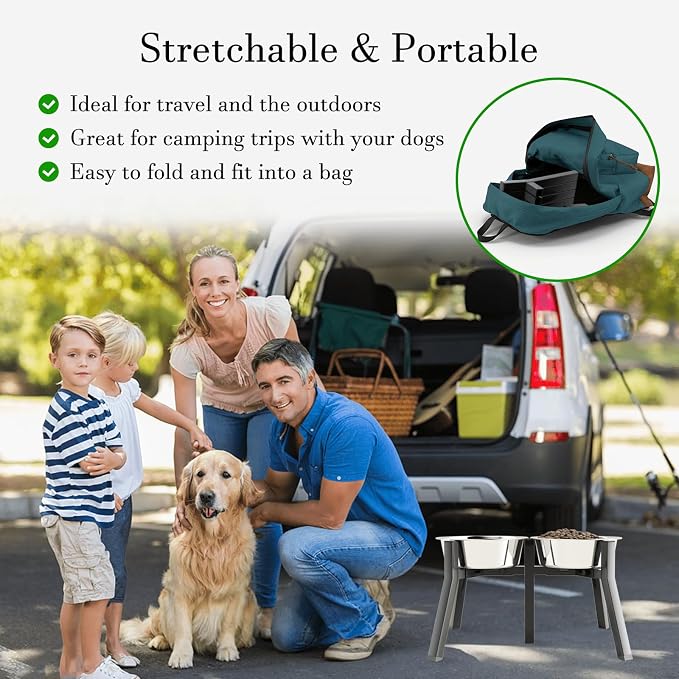 SHAINFUN Elevated Dog Bowl Stand for Medium Large Breeds, Adjustable Width for 7-10.6" Wide Bowls, 11" Tall Holder, 2-in-1 Raised Feeder (Bowl Not Included) - Image 6