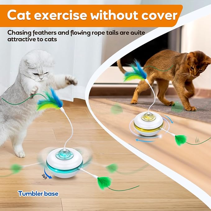 Cat Toys Interactive Cats Exercise Felt Cover Toy | Hidden Feather Spin for Cats Catching, Touch Activate While Standby, Whack A Mole Cat Toys for Cat Bored - Image 5