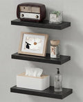 Easy Install Floating Shelves, Wall Mounted Wood Shelf,15.7 Inch | Hanging Shelf for Home Decor, Books and Storage, Small Organizer for Bedroom, Bathroom, Kitchen,Easy Floating Shelves ,Black by Unknown