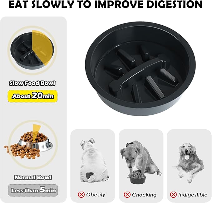 SHAINFUN Elevated Dog Bowls with Slow Feeder & Mat for Medium Large Dogs, Adjustable Height, Raised Dog Bowl Stand with 2 Stainless Steel 58oz Bowls, Tall Dogs Food Water Bowl Wooden & Metal Holder - Image 8